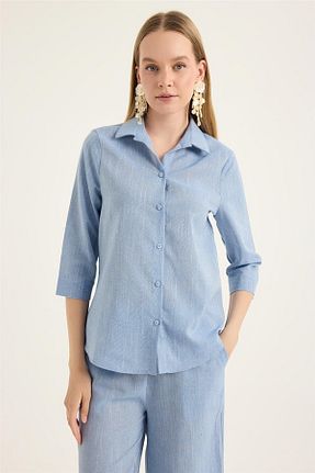 پیراهن آبی زنانه یقه پیراهنی Home Store - کد 932798286