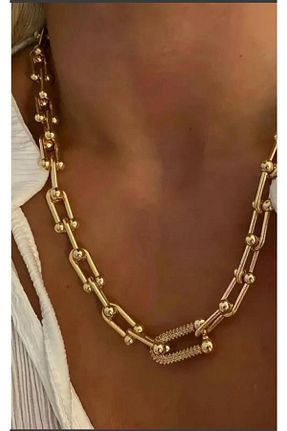 گردنبند جواهر رنگی زنانه برنجی miyle - کد 932791423