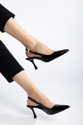 کفش پاشنه بلند کلاسیک مشکی زنانه چرم مصنوعی AYENDE MODA - کد 931448572