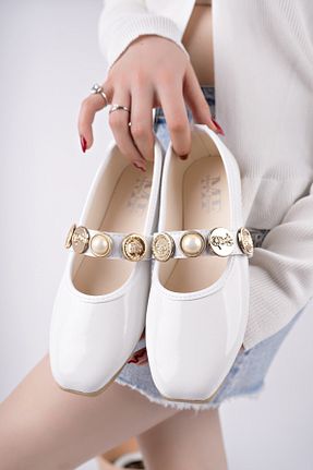 بابت سفید زنانه چرم مصنوعی Moda Frato - کد 929674742