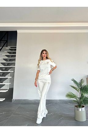 ست گرمکن سفید زنانه پاچه گشاد MASAL BUTİK - کد 932812052