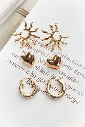 گوشواره جواهر زرد فلزی roshel - کد 932810627