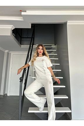 ست گرمکن سفید زنانه پاچه گشاد MASAL BUTİK - کد 932812052