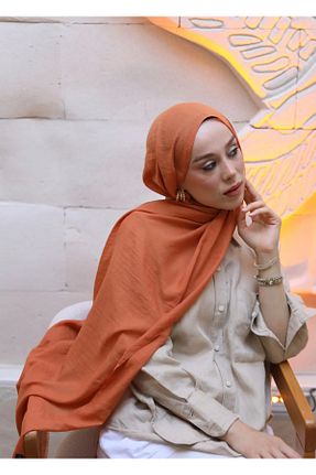 شال نارنجی زنانه Modakaşmir - کد 932808826