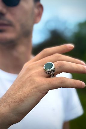انگشتر نقره سبز مردانه عقیق Ring Of The King - کد 896664857