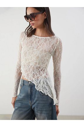 بلوز نباتی زنانه یقه دوچرخه LC Waikiki - کد 932817396