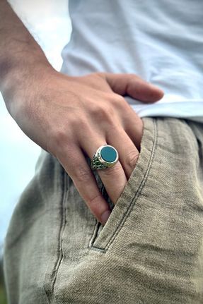 انگشتر نقره سبز مردانه عقیق Ring Of The King - کد 896664857