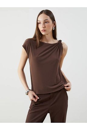 بلوز قهوه ای زنانه ساده LC Waikiki - کد 932821971