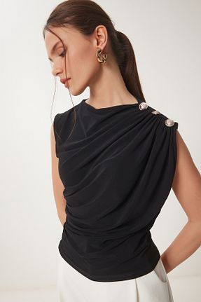 بلوز مشکی زنانه ساده Happiness İstanbul - کد 930970357