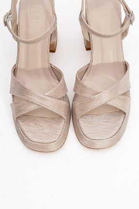 کفش پاشنه بلند کلاسیک طلائی زنانه چرم مصنوعی luvishoes - کد 817158069