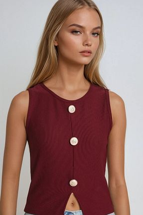 بلوز زرشکی زنانه ساده Trend Alaçatı Stili - کد 929619124