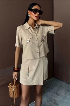 ست بالاتنه و پائین تنه قهوه ای زنانه بافتنی Butik - کد 931203659