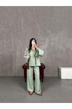 ست بالاتنه و پائین تنه سبز زنانه بافتنی Gaus - کد 931137945
