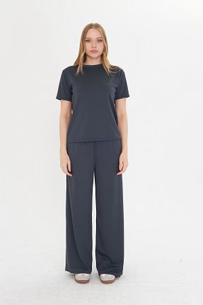 ست بالاتنه و پائین تنه طوسی زنانه بافتنی THIFF GYMWEAR - کد 927867708