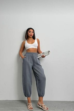 شلوار طوسی زنانه کتان NEWCO - کد 931165977