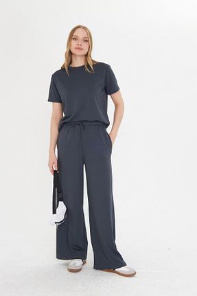 ست بالاتنه و پائین تنه طوسی زنانه بافتنی THIFF GYMWEAR - کد 927867708