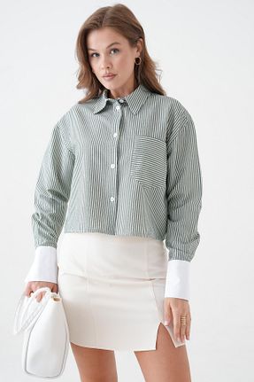 پیراهن خاکی زنانه کراپ Saade - کد 931168163