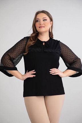 بلوز مشکی زنانه Puantiyeli wearon tekstil - کد 931226389
