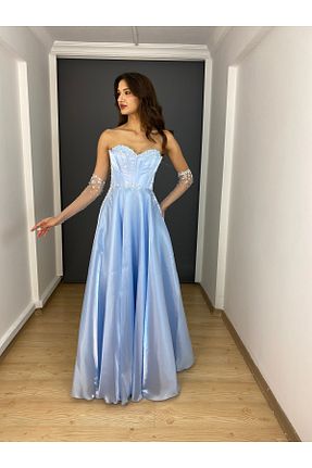 لباس مجلسی و فارغ التحصیلی آبی زنانه بدون آستین gökkuşagı moda - کد 931191795