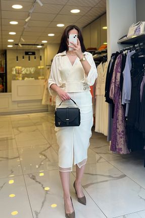 بلوز بژ زنانه ساده Vosse - کد 931190375