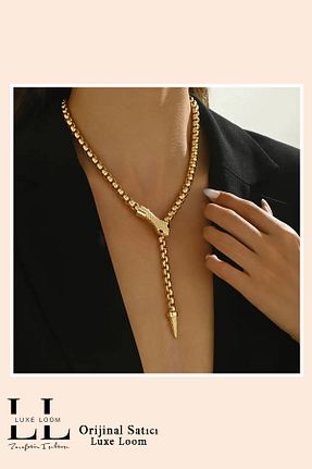 گردنبند استیل ( فولاد ) زرد زنانه Luxe Loom Zarafetin Işıltısı - کد 931180018