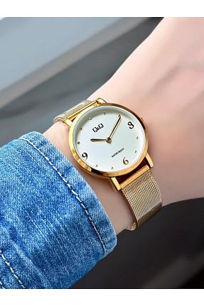 ساعت مچی طلائی زنانه 31-35 میلی متر Q&Q - کد 931174944
