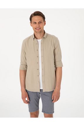 پیراهن خاکی مردانه اسلیم فیت Pierre Cardin - کد 922385102