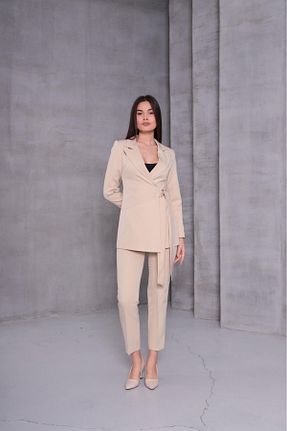 ست بالاتنه و پائین تنه بژ زنانه بافتنی MODA PARLA VALENTİ - کد 931235144