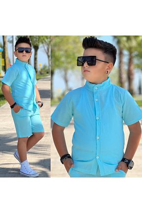 ست بالاتنه و پائین تنه آبی بچه گانه بافتنی muzur kids - کد 931227132