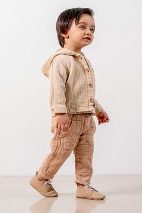 ست بالاتنه و پائین تنه قهوه ای بچه گانه بافتنی bombe - کد 927582478
