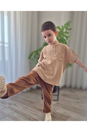 ست بالاتنه و پائین تنه قهوه ای بچه گانه بافتنی BALKABAĞI - کد 898212872