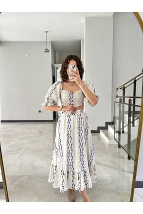ست بالاتنه و پائین تنه سفید زنانه پنبه ای Butik - کد 931209221