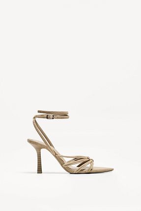 صندل بژ زنانه پاشنه نازک Bershka - کد 931215242