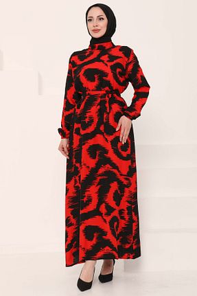لباس حجاب قرمز زنانه A-line TOFİSA - کد 931214648
