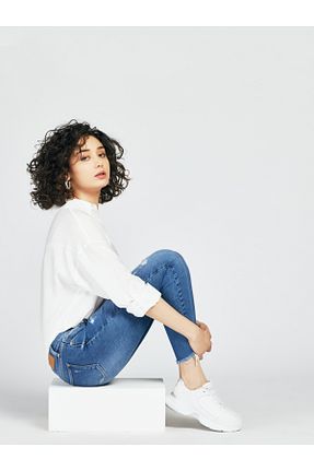 شلوار آبی زنانه پنبه ای Loft - کد 96477825