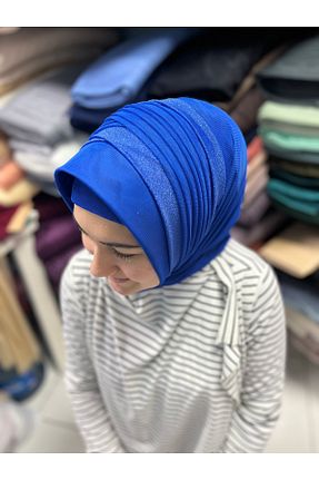 شال آبی زنانه پنبه پلی استر Gülnur tasarım - کد 931236961