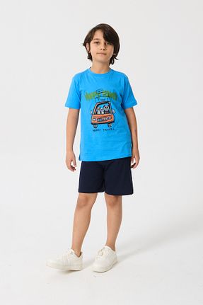 ست بالاتنه و پائین تنه آبی بچه گانه بافت Nisrakids - کد 931245968
