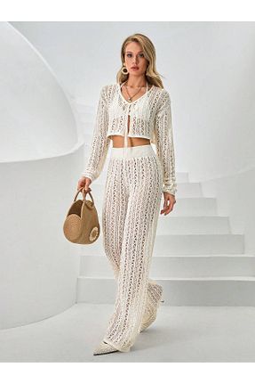 ست بالاتنه و پائین تنه نباتی زنانه بافت MARLİNG - کد 931245066