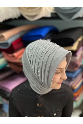 روسری طوسی پنبه ای Gülnur tasarım - کد 931251177