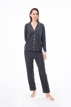 ست لباس راحتی طوسی زنانه ساده Cottonhill - کد 931250278
