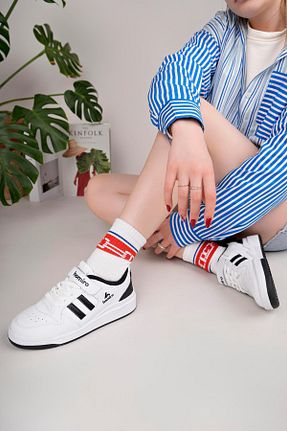 کفش اسنیکر سفید زنانه چسبی homiro - کد 929034662