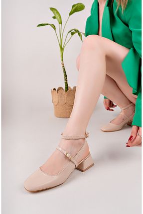 کفش پاشنه بلند کلاسیک بژ زنانه چرم مصنوعی pasyone - کد 931301899
