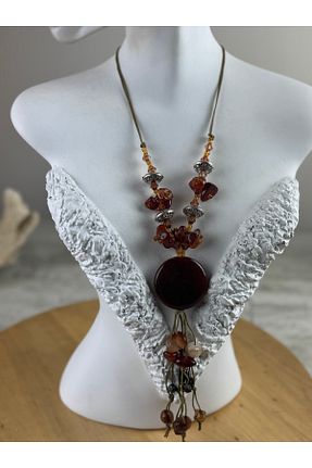 گردنبند جواهر قهوه ای زنانه سنگ SEDEF TAKI - کد 931319358