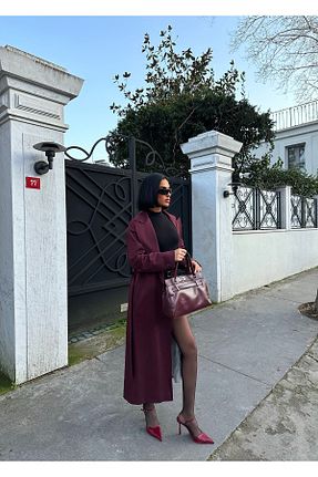 ترنچکت زرشکی زنانه پلی استر IDA Collection - کد 899193278