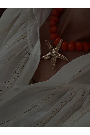 گردنبند جواهر نارنجی زنانه منجق popcouturetr - کد 931306751