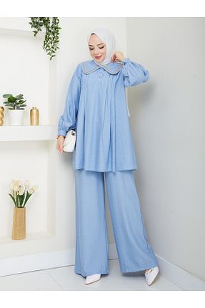 ست بالاتنه و پائین تنه حجاب آبی زنانه رگولار SG SARİALGİYİM - کد 931328498