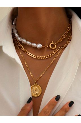 گردنبند جواهر زرد زنانه مروارید BaublesNme - کد 931326789