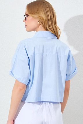پیراهن آبی زنانه یقه پیراهنی MissKybele - کد 931330977