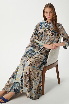 لباس حجاب بژ زنانه اورسایز Ritnice - کد 931347533