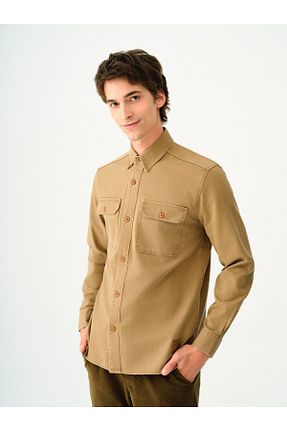 پیراهن قهوه ای مردانه ریلکس فیت Loft - کد 859028412